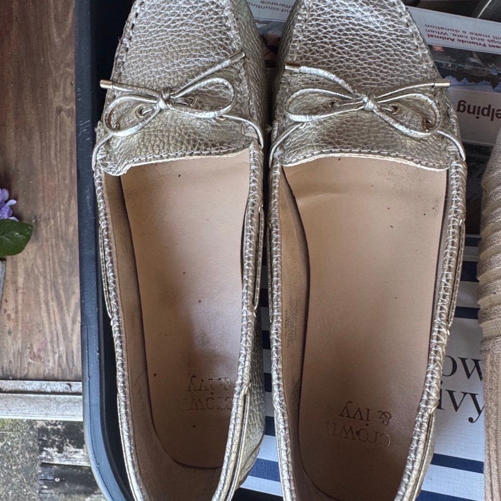 Marla Crown & Ivy Metallic Gold Flats